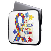 Kind mit Autismus-Bewusstseins-Band Laptopschutzhülle (Vorderseite Links)