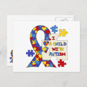 Kind mit Autismus-Bewusstseins-Band Postkarte (Vorne/Hinten)
