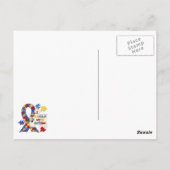 Kind mit Autismus-Bewusstseins-Band Postkarte (Rückseite)
