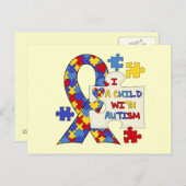 Kind mit Autismus-Bewusstseins-Band Postkarte (Vorne/Hinten)