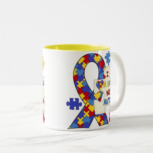Kind mit Autismus-Bewusstseins-Band Zweifarbige Tasse (VorderseiteRechts)