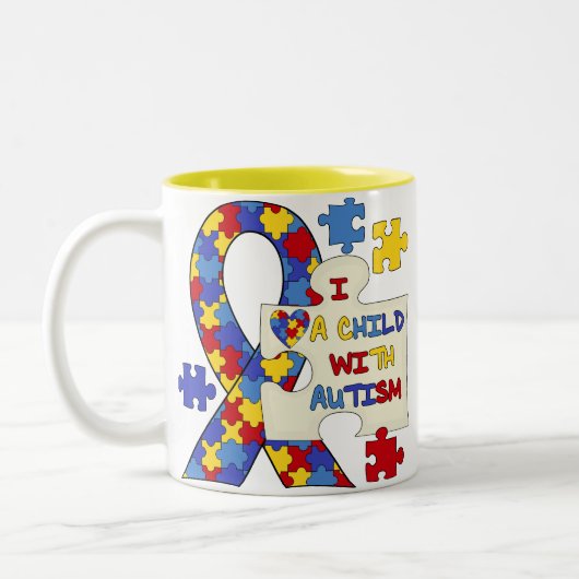 Kind mit Autismus-Bewusstseins-Band Zweifarbige Tasse (Links)