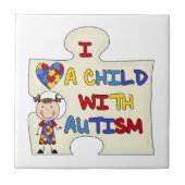 Kind mit Autismus-brünettem Mädchen 2 Fliese (Vorderseite)