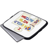 Kind mit Autismus-brünettem Mädchen 2 Laptopschutzhülle (Vorne Knopf)