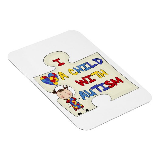 Kind mit Autismus-brünettem Mädchen 2 Magnet (Rechte Seite)