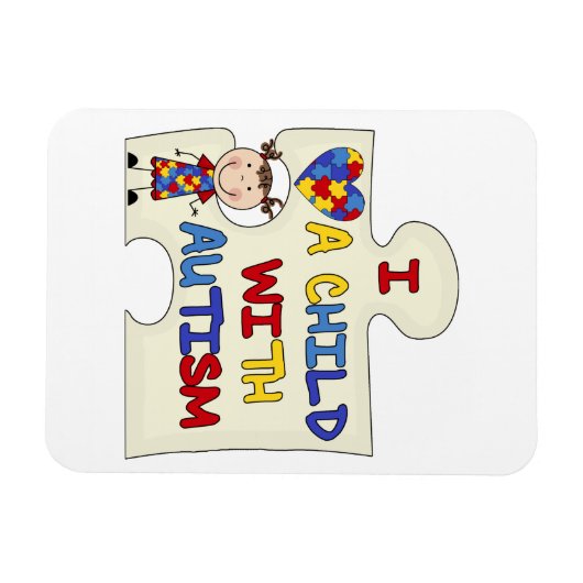 Kind mit Autismus-brünettem Mädchen 2 Magnet (Horizontal)