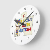 Kind mit Autismus-brünettem Mädchen 2 Runde Wanduhr (Winkel)