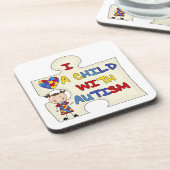 Kind mit Autismus-brünettem Mädchen 2 Untersetzer (Linke Seite)