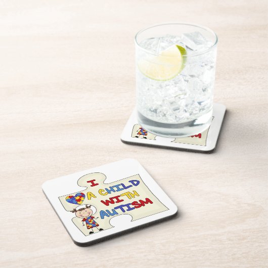 Kind mit Autismus-brünettem Mädchen 2 Untersetzer (Rechte Seite)