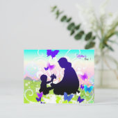 Kind mit Blume und Mutter Postkarte (Stehend Vorderseite)