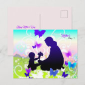Kind mit Blume und Mutter Postkarte (Vorne/Hinten)