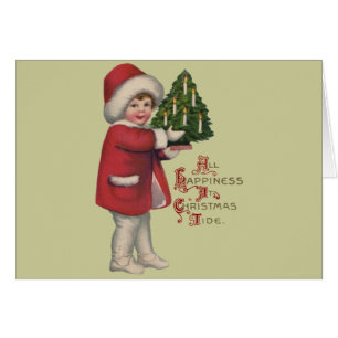 Kind mit Christbaum Vintage Illustration Kunst