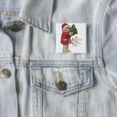 Kind mit Christbaum Vintage Illustration Kunst Button (Beispiel)