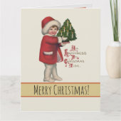 Kind mit Christbaum Vintage Illustration Kunst Karte (Vorderseite)