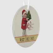 Kind mit Christbaum Vintage Illustration Kunst Ornament (Vorderseite)