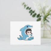 Kind mit Delfinkostüm Postkarte (Stehend Vorderseite)