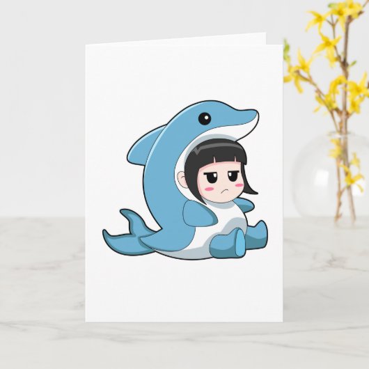Kind mit Dolphin-Kostüm Karte (Gelbe Blume)