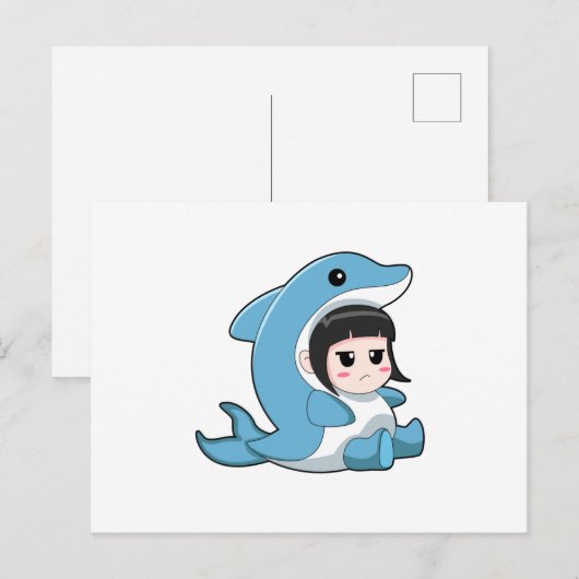 Kind mit Dolphin-Kostüm Postkarte (Vorne/Hinten)