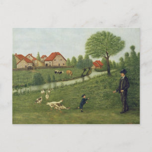 Kind mit Gänse Postkarte