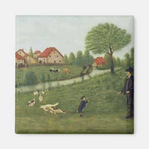 Kind mit Gänsen Magnet