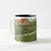 Kind mit Gänsen Zweifarbige Tasse (Vorderseite Links)