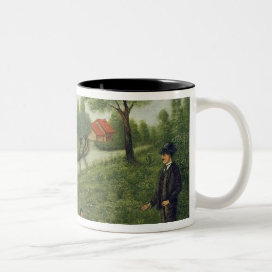 Kind mit Gänsen Zweifarbige Tasse (Rechts)