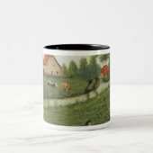 Kind mit Gänsen Zweifarbige Tasse (Mittel)