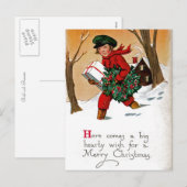 Kind mit Geschenken Feiertagspostkarte (Vorne/Hinten)