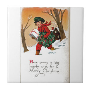 Kind mit Geschenken Fliese