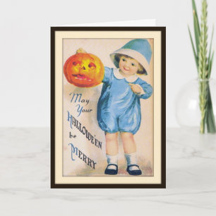 Kind mit Halloween Jack O' Lantern Card Karte