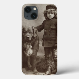 Kind mit Hund, C1885 iPhone 13 Hülle