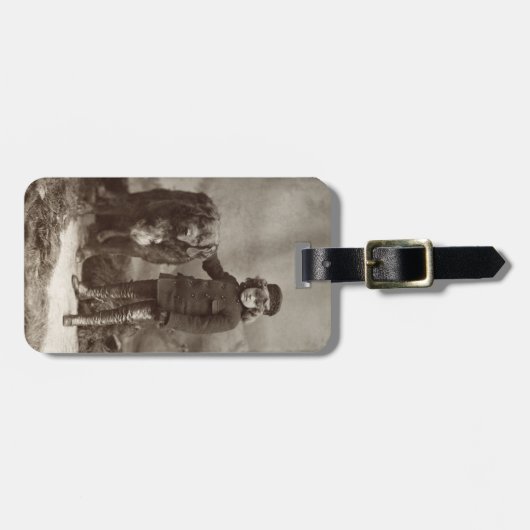 Kind mit Hund, C1885 Gepäckanhänger (Vorderseite horizontal)