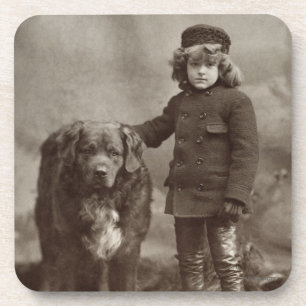 Kind mit Hund, C1885 Untersetzer