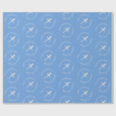 Kind mit individuellem Namen Flugzeug Kind Happy B Geschenkpapier (Flach)