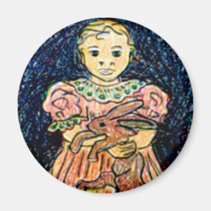 Kind mit Kaninchen Magnet