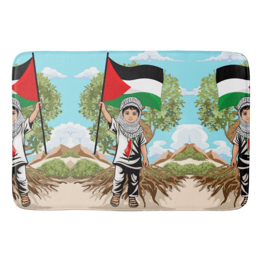 Kind mit Keffiyeh Palästina-Flagge Badematte (Vorderseite)