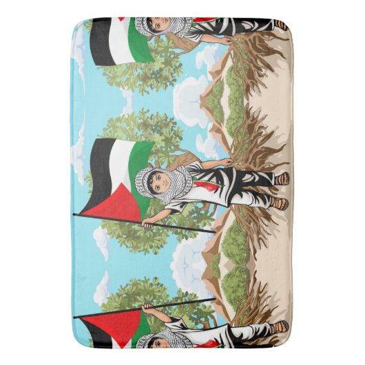 Kind mit Keffiyeh Palästina-Flagge Badematte (Vorderseite Vertikal)