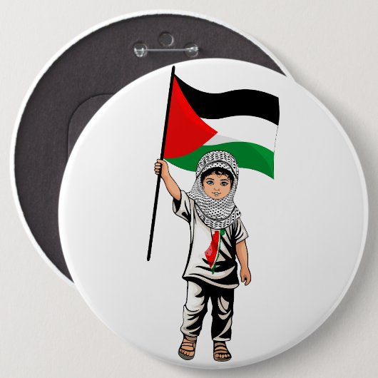 Kind mit Keffiyeh Palästina-Flagge Button (Vorne & Hinten)