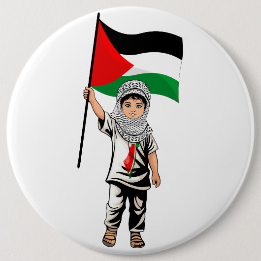 Kind mit Keffiyeh Palästina-Flagge Button (Vorderseite)