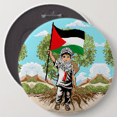 Kind mit Keffiyeh Palästina-Flagge Button (Vorne & Hinten)