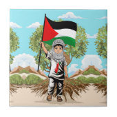 Kind mit Keffiyeh Palästina-Flagge Fliese (Vorderseite)