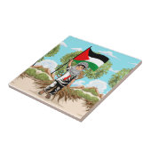 Kind mit Keffiyeh Palästina-Flagge Fliese (Seite)