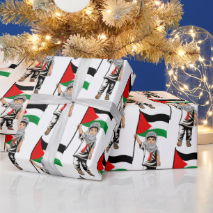 Kind mit Keffiyeh Palästina-Flagge Geschenkpapier