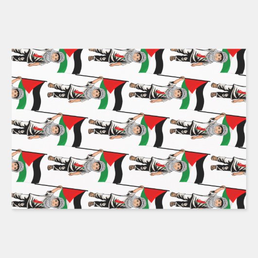 Kind mit Keffiyeh Palästina-Flagge Geschenkpapier Set (Vorderseite)