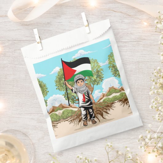 Kind mit Keffiyeh Palästina-Flagge Geschenktütchen (Ausgeschnitten)