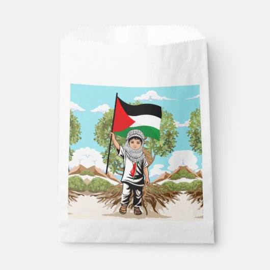 Kind mit Keffiyeh Palästina-Flagge Geschenktütchen (Vorderseite)