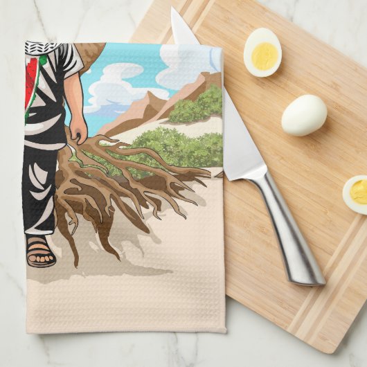 Kind mit Keffiyeh Palästina-Flagge Geschirrtuch (Viertel Falte)