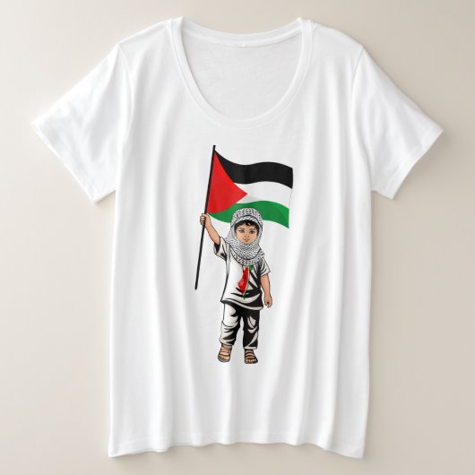 Kind mit Keffiyeh Palästina-Flagge Große Größe T-Shirt (Design vorne)