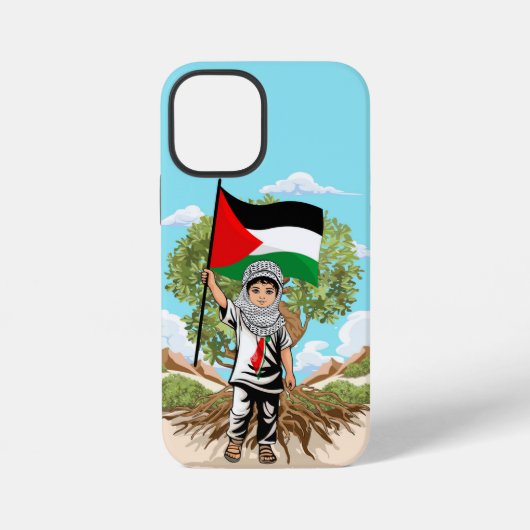 Kind mit Keffiyeh Palästina-Flagge iPhone Hülle (Rückseite)
