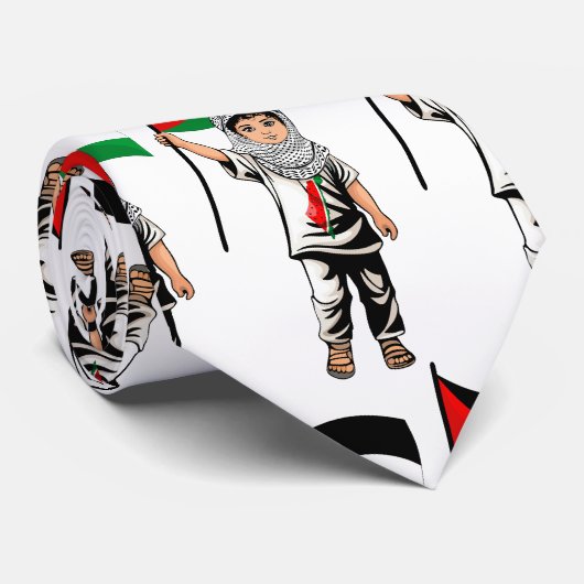 Kind mit Keffiyeh Palästina-Flagge Krawatte (Gerollt)